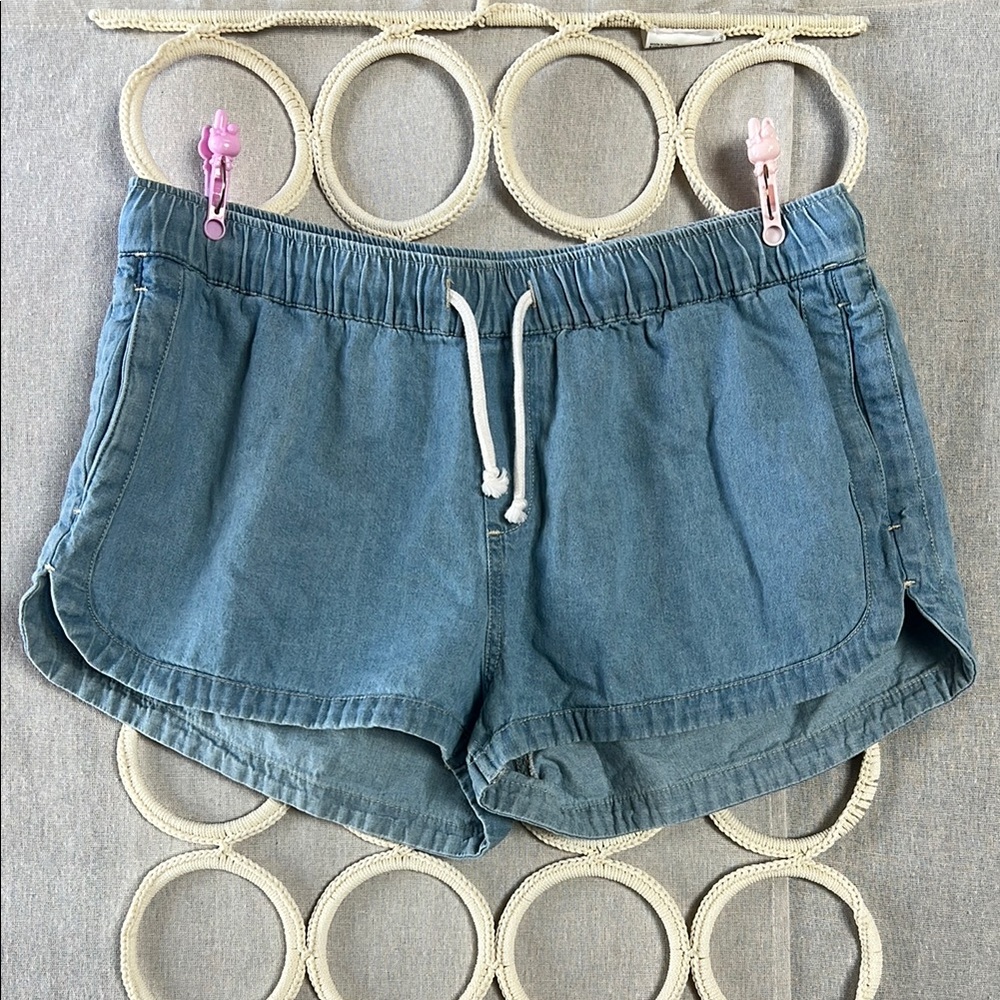 Roxy Blue Jean Shorts Elastic Waistband Casual Style